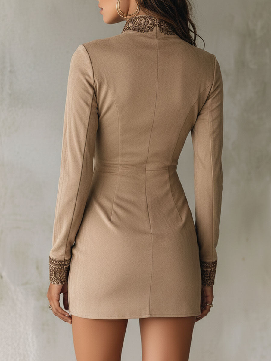 Valentina · Vestido mini beige con bordado