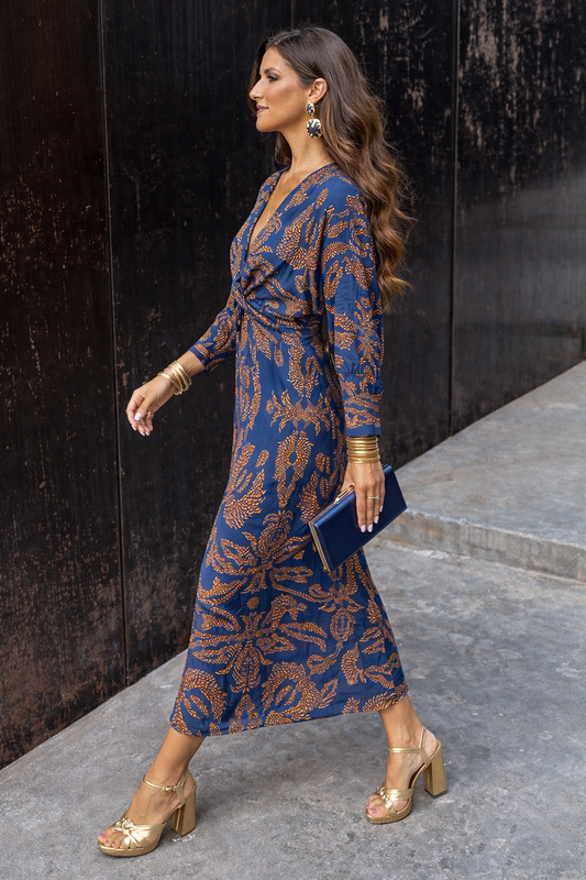 Selene | VESTIDO MIDI CON ESTAMPADO