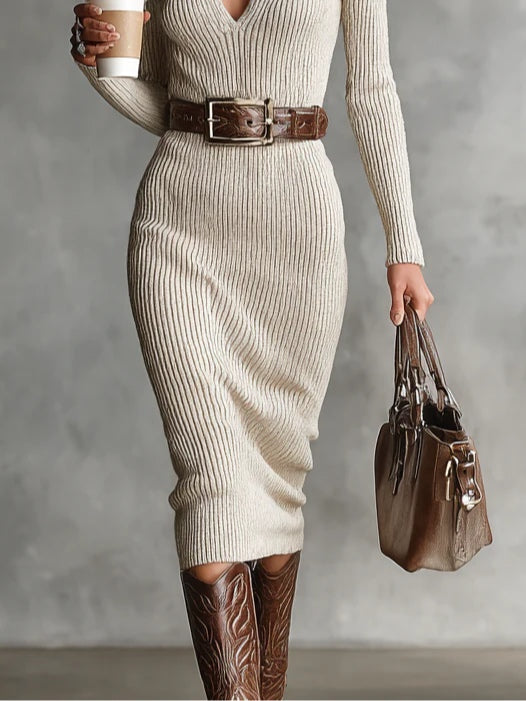 Vestido de punto con cuello medio alto